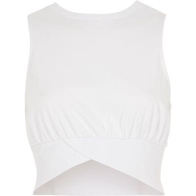 River Island Womens White Sleeveless Rib Crop Top