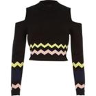River Island Womens Chevron Print Cold Shoulder Top