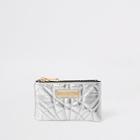 River Island Womens Silver Quilted Mini Zip Pouch