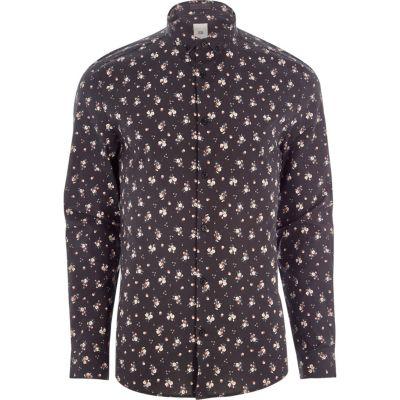 River Island Mens Ditsy Floral Print Skinny Fit Shirt