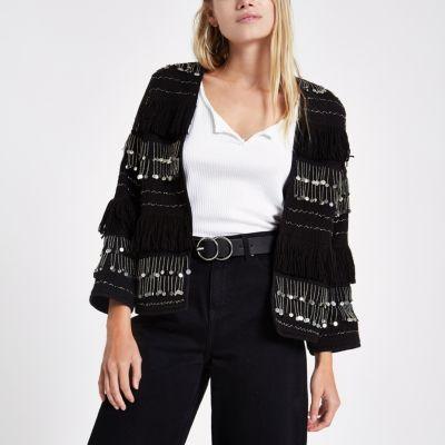 River Island Womens Sequin Fringe Trophy Jacket