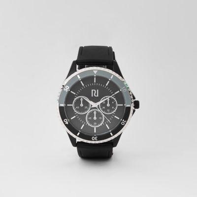 River Island Mens Rubber Strap Round Bezel Watch