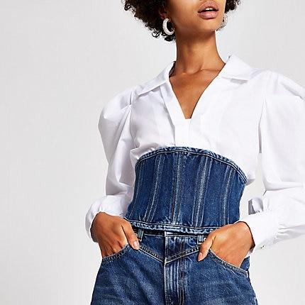 River Island Womens Dua Lipa X Pepe Jeans Denim Corset