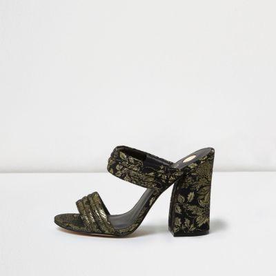 River Island Womens Print Strappy Heeled Mules