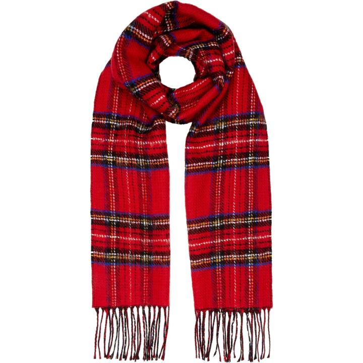 River Island Mensred Plaid Pattern Scarf