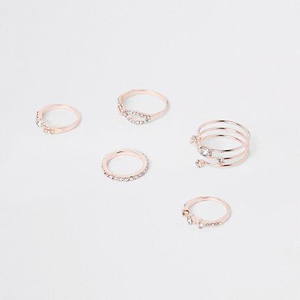 River Island Womens Rose Gold Tone Finger Top Multipack