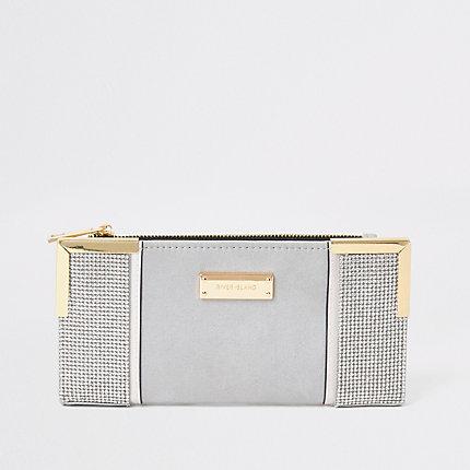 River Island Womens Diamante Foldout Metal Corner Purse