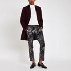 River Island Mens Floral Skinny Cropped Smart Trousers
