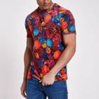 River Island Mens Jaded Velvet Fish And Snake T-shirt