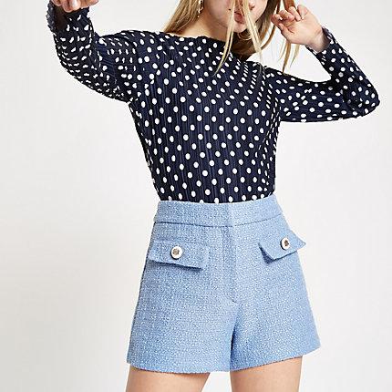 River Island Womens Polka Dot Check Print High Neck Top