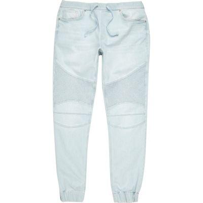 River Island Mens Light Bleach Ryan Biker Jogger Jeans