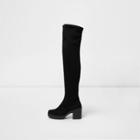 River Island Womens Faux Suede Chunky Over The Knee Boots