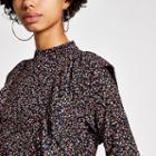 River Island Womens Ditsy Print Long Sleeve Frill Neck Top