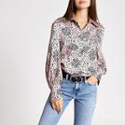 River Island Womens Heart Print Long Sleeve Boyfriend Shirt