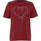 River Island Womens Studded Heart T-shirt