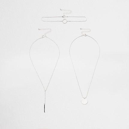 River Island Womens Silver Colour Circle Layer Choker Set