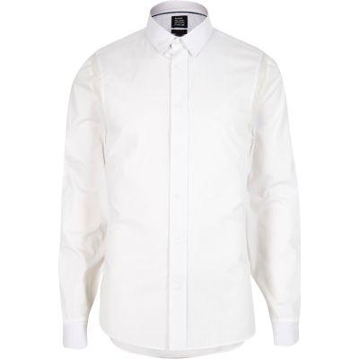 River Island Mens White Design Forum Smart Sporty Shirt