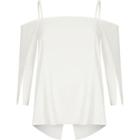 River Island Womens White Split Sleeve Cold Shoulder Top