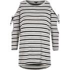 River Island Womens Knit Stripe Cold Shoulder Tie Sleeve Top