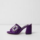 River Island Womens Gem Embellished Block Heel Mules