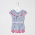 River Island Mini Girls Stripe Broderie Playsuit