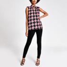 River Island Womens Dogtooth Check High Neck Top