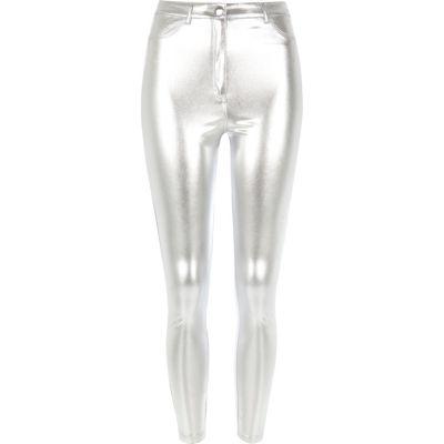 River Island Womens Silver Tube Pants