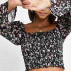 River Island Womens Floral Mesh Puff Sleeve Top