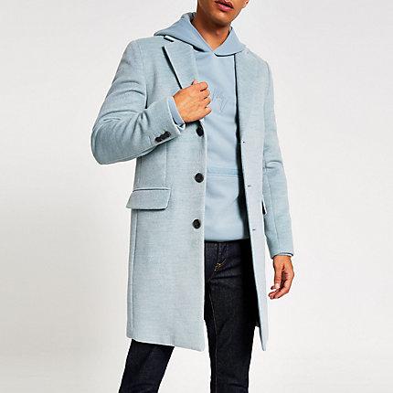 River Island Mens Marl Single Breasted Wool Overcoat