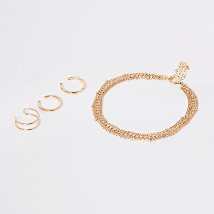 River Island Womens Gold Color Anklet And Toe Ring Set