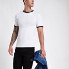 River Island Mens White Tipped Muscle Fit T-shirt