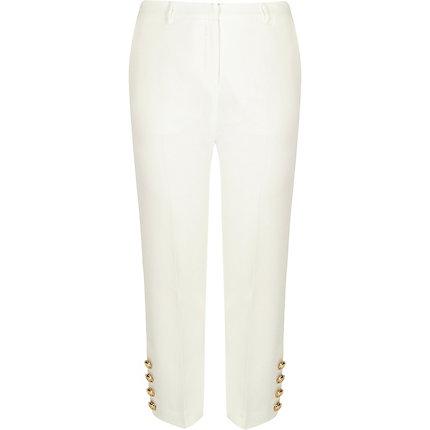 River Island Womens Plus White Button Trim Cigarette Pants
