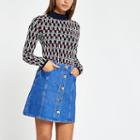 River Island Womens Button Front Denim Mini Skirt