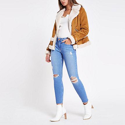 River Island Womens Bright Amelie Ripped Skinny Jeans