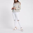 River Island Womens White Molly Mid Rise Ripped Jeggings