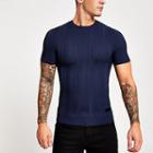 River Island Mens Rib Knitted Muscle Fit T-shirt