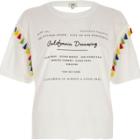 River Island Womens White 'california' Print Tassel Trim T-shirt