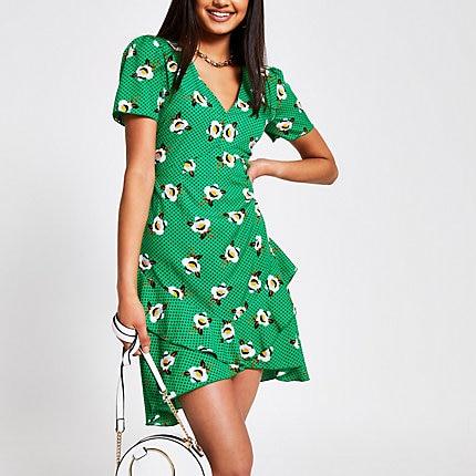 River Island Womens Print Frill Hem Mini Dress