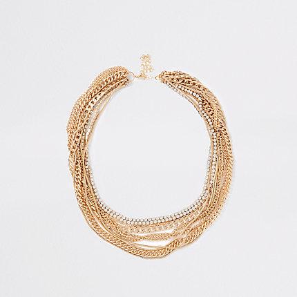 River Island Womens Gold Tone Multi Chain Layered Necklace