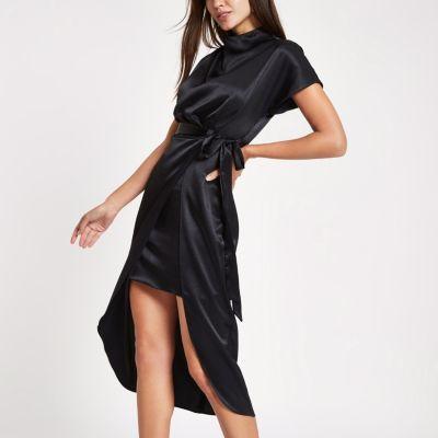 River Island Womens Tie Waist Side Split Midi Dress