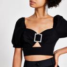 River Island Womens Diamante Buckle Cropped Top