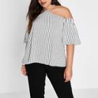 River Island Womens Plus Stripe Cold Shoulder Halter Neck Top