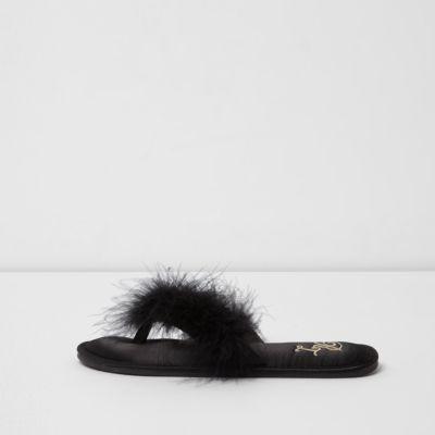 River Island Womens Feather Flip Flop Slippers