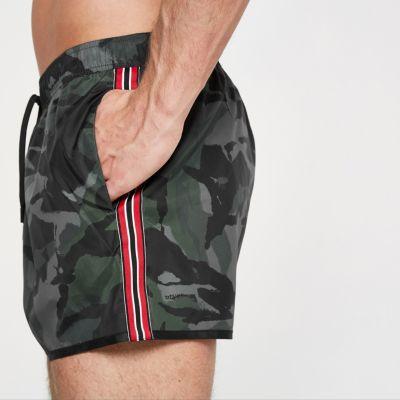 River Island Mens Camo Tape Side Swim Shorts