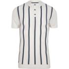 River Island Mens Stripe Muscle Fit Knitted Polo Shirt