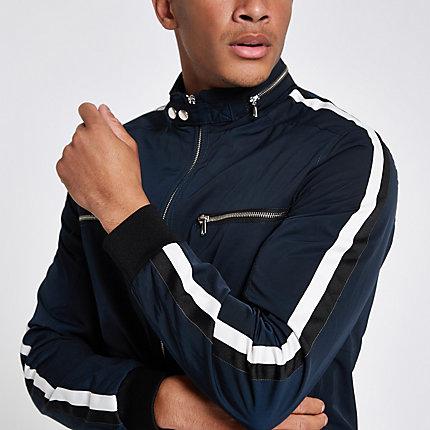 River Island Mens Racer Neck Tape Side Jacket