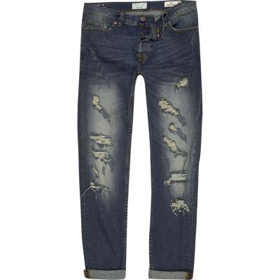 River Island Mensblue Only & Sons Slim Fit Ripped Jeans
