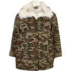 River Island Womens Plus Camo Faux Fur Trim Jacket