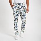 River Island Mens White Skinny Fit Floral Suit Pants