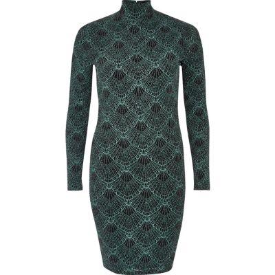 River Island Womens Sparkly Turtleneck Mini Dress